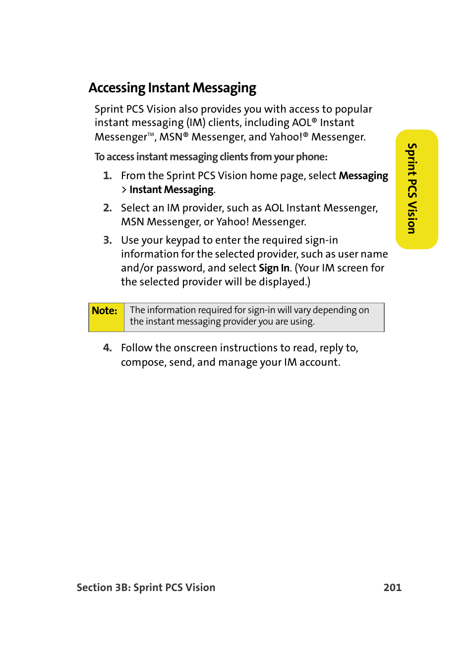 Accessing instant messaging | Samsung A900M User Manual | Page 225 / 276