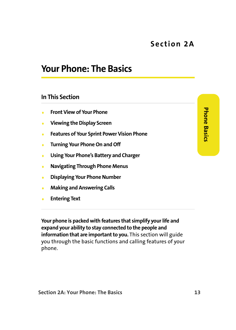 Your phone: the basics, 2a. your phone: the basics, Phone basics | Samsung A900M User Manual | Page 37 / 276