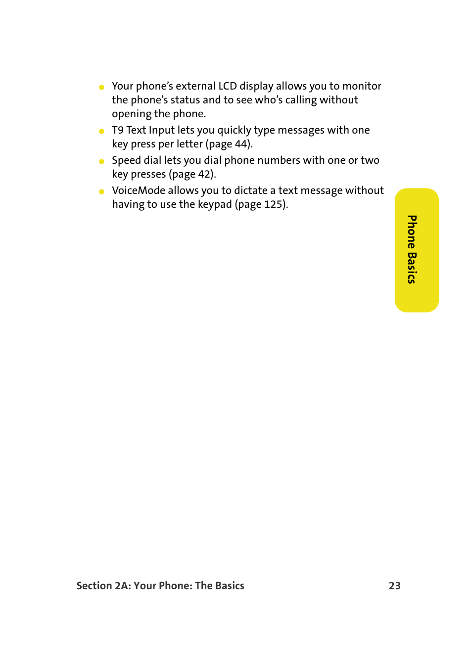 Phone basics | Samsung A900M User Manual | Page 47 / 276