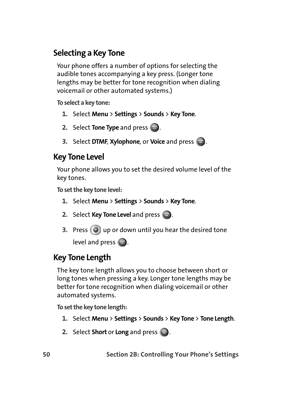 Selecting a key tone, Key tone level, Key tone length | Samsung A900M User Manual | Page 74 / 276