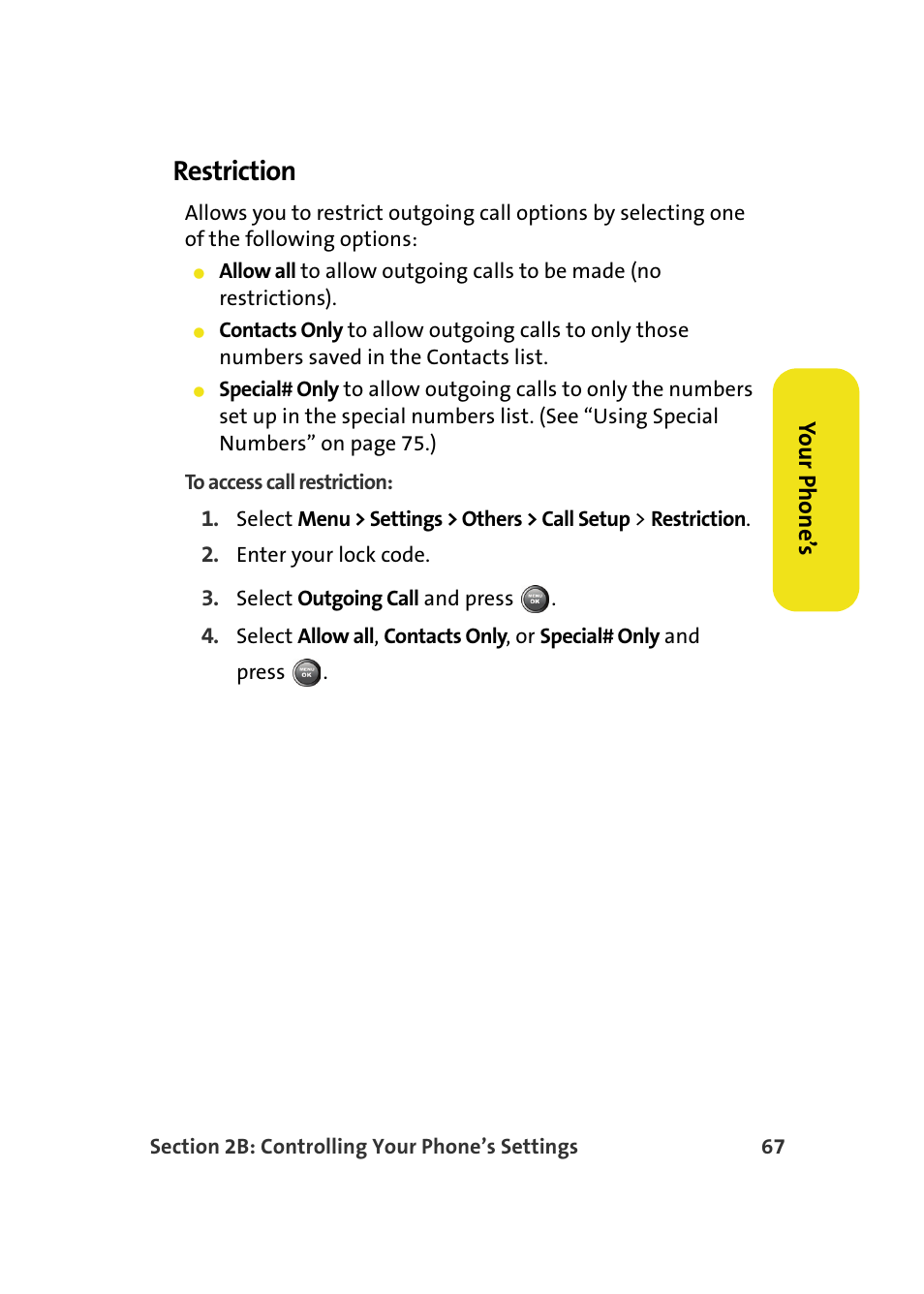 Restriction | Samsung A900M User Manual | Page 91 / 276
