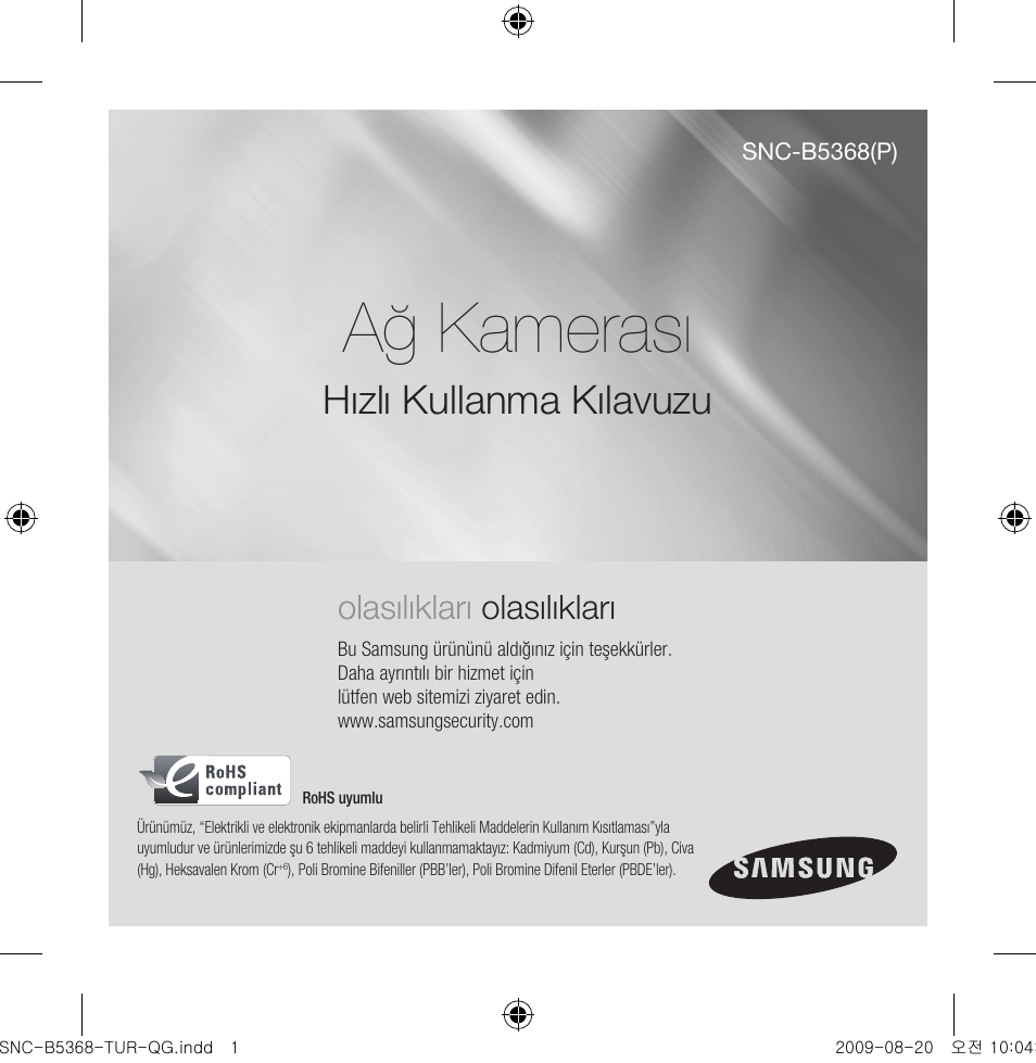 Ağ kamerası, Hızlı kullanma kılavuzu, Olasılıkları | Samsung SNC-B5368 User Manual | Page 145 / 162