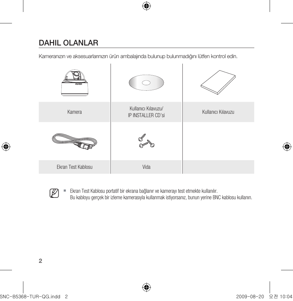 Dahil olanlar | Samsung SNC-B5368 User Manual | Page 146 / 162