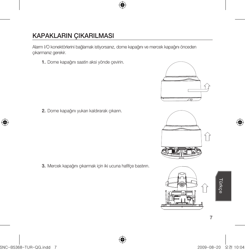 Kapaklarin çikarilmasi | Samsung SNC-B5368 User Manual | Page 151 / 162