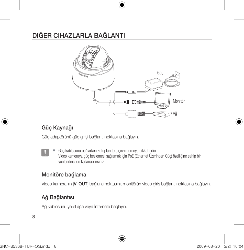 Diğer cihazlarla bağlanti | Samsung SNC-B5368 User Manual | Page 152 / 162