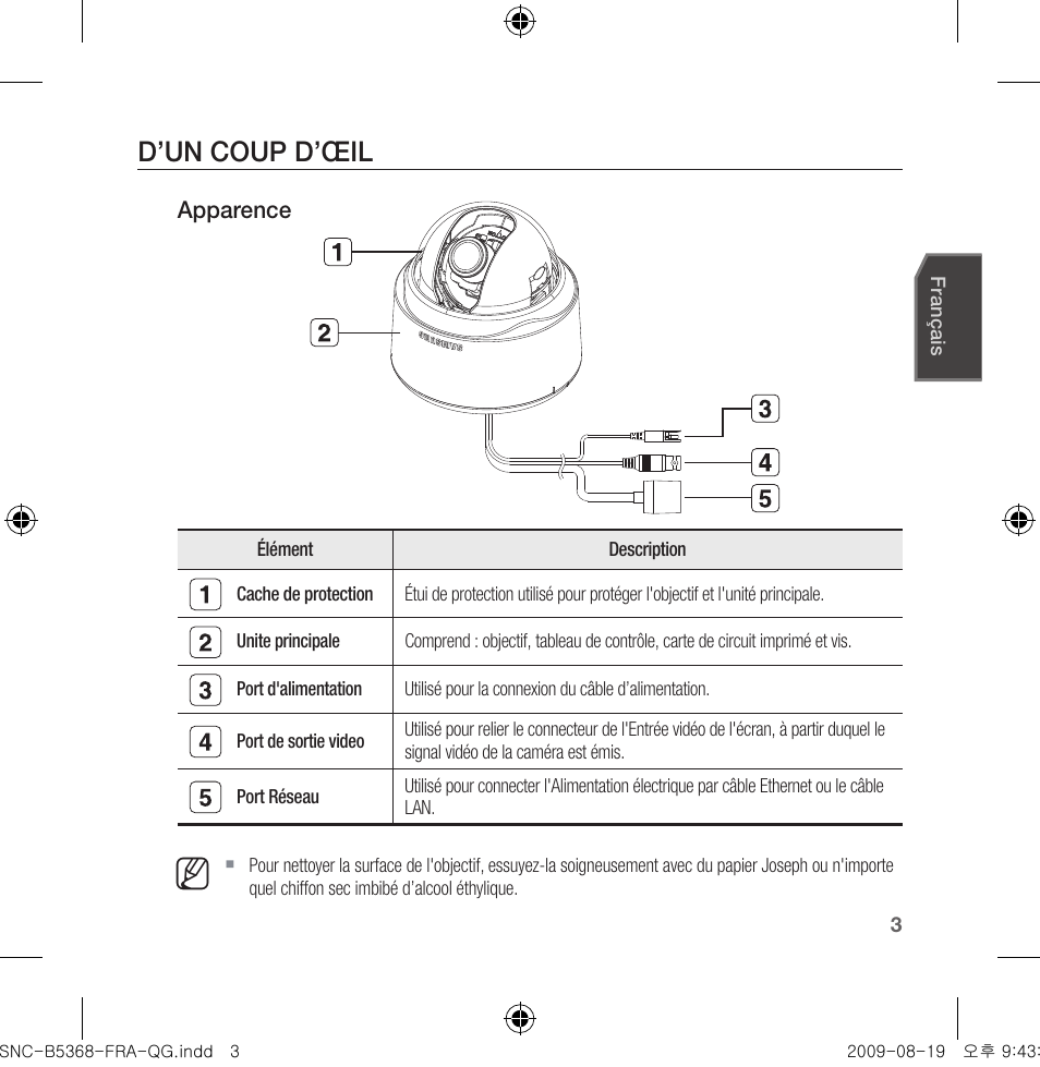 D’un coup d’œil | Samsung SNC-B5368 User Manual | Page 21 / 162