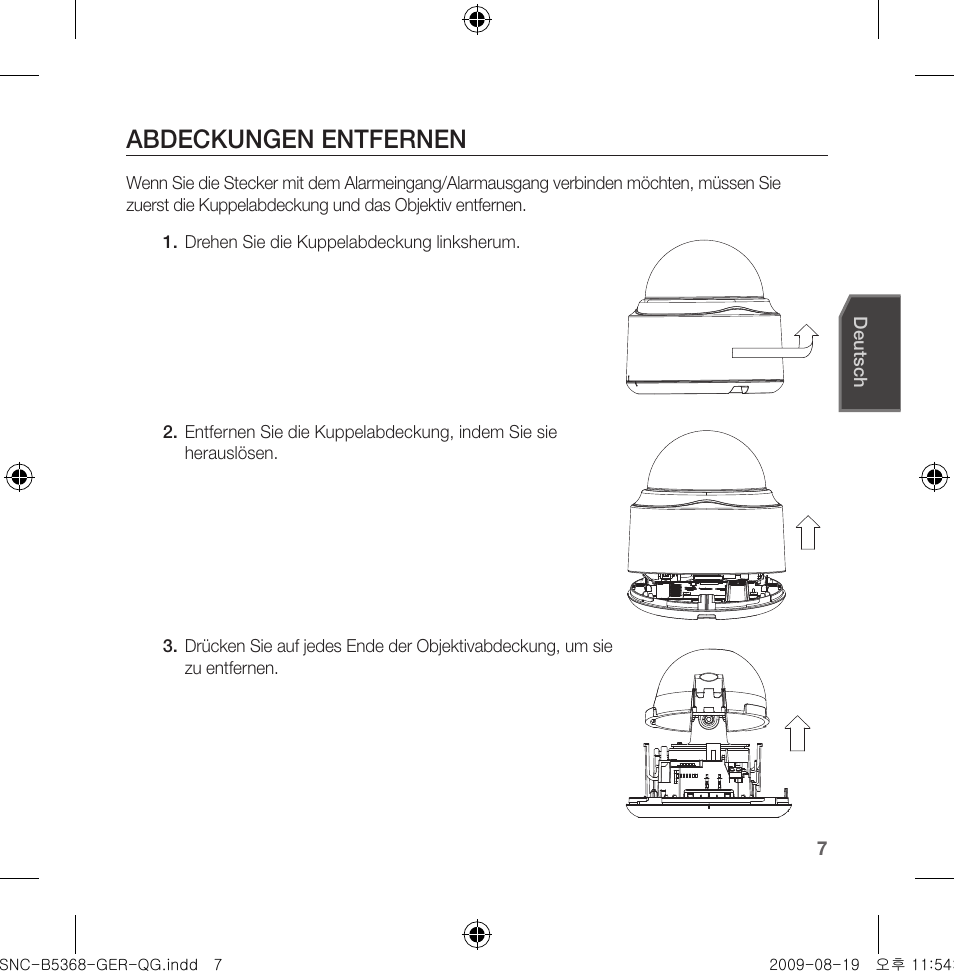 Abdeckungen entfernen | Samsung SNC-B5368 User Manual | Page 43 / 162