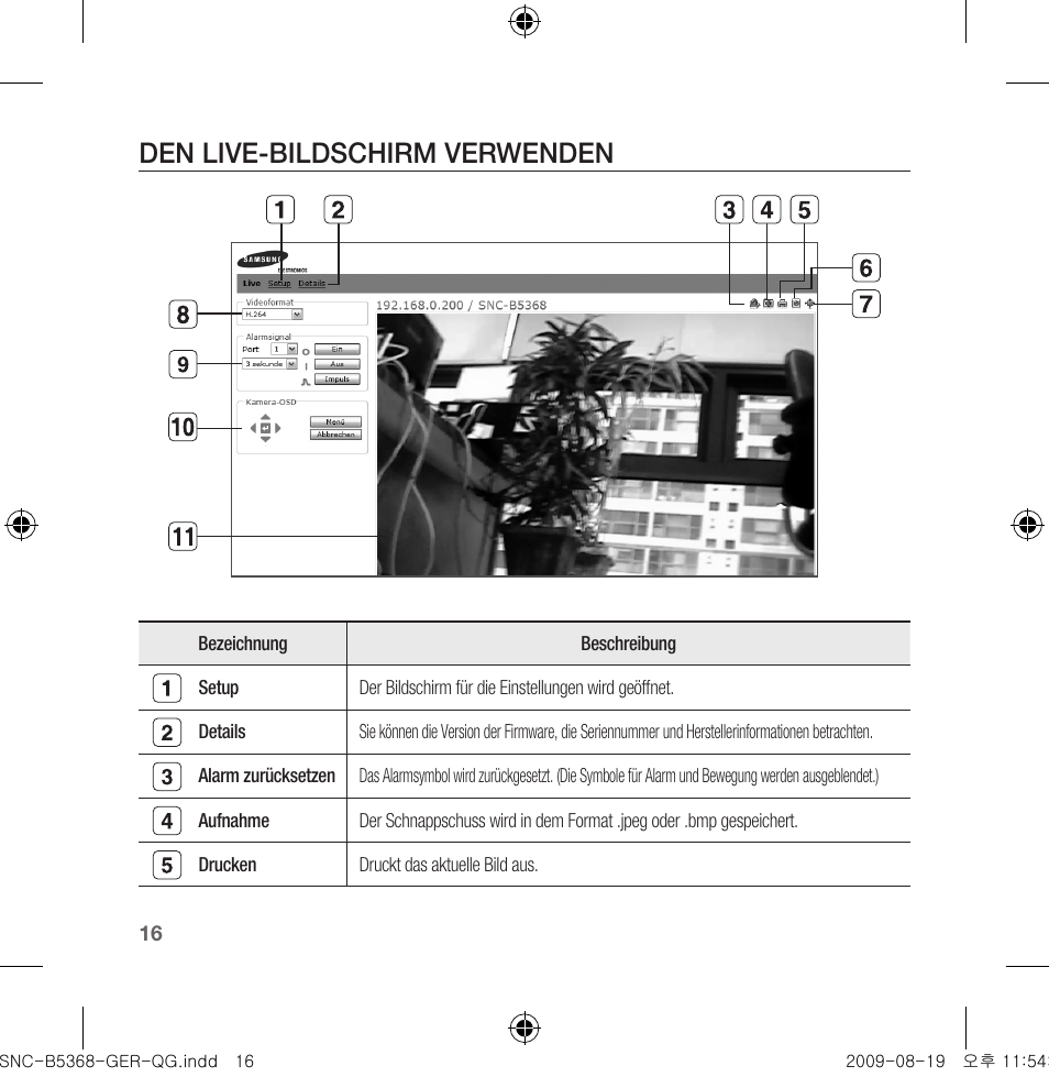 Den live-bildschirm verwenden | Samsung SNC-B5368 User Manual | Page 52 / 162