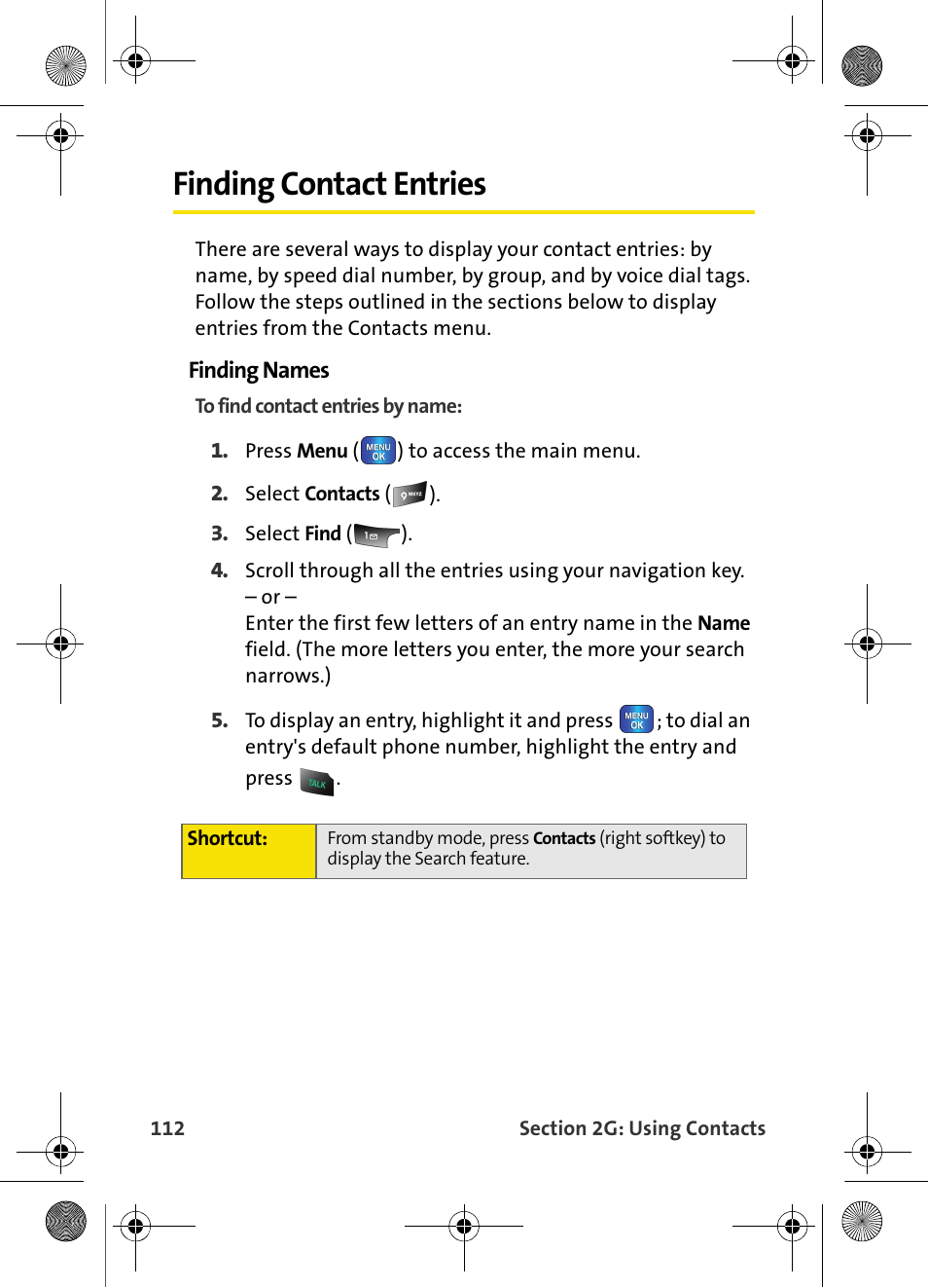 Finding contact entries | Samsung VI-A820 User Manual | Page 120 / 256