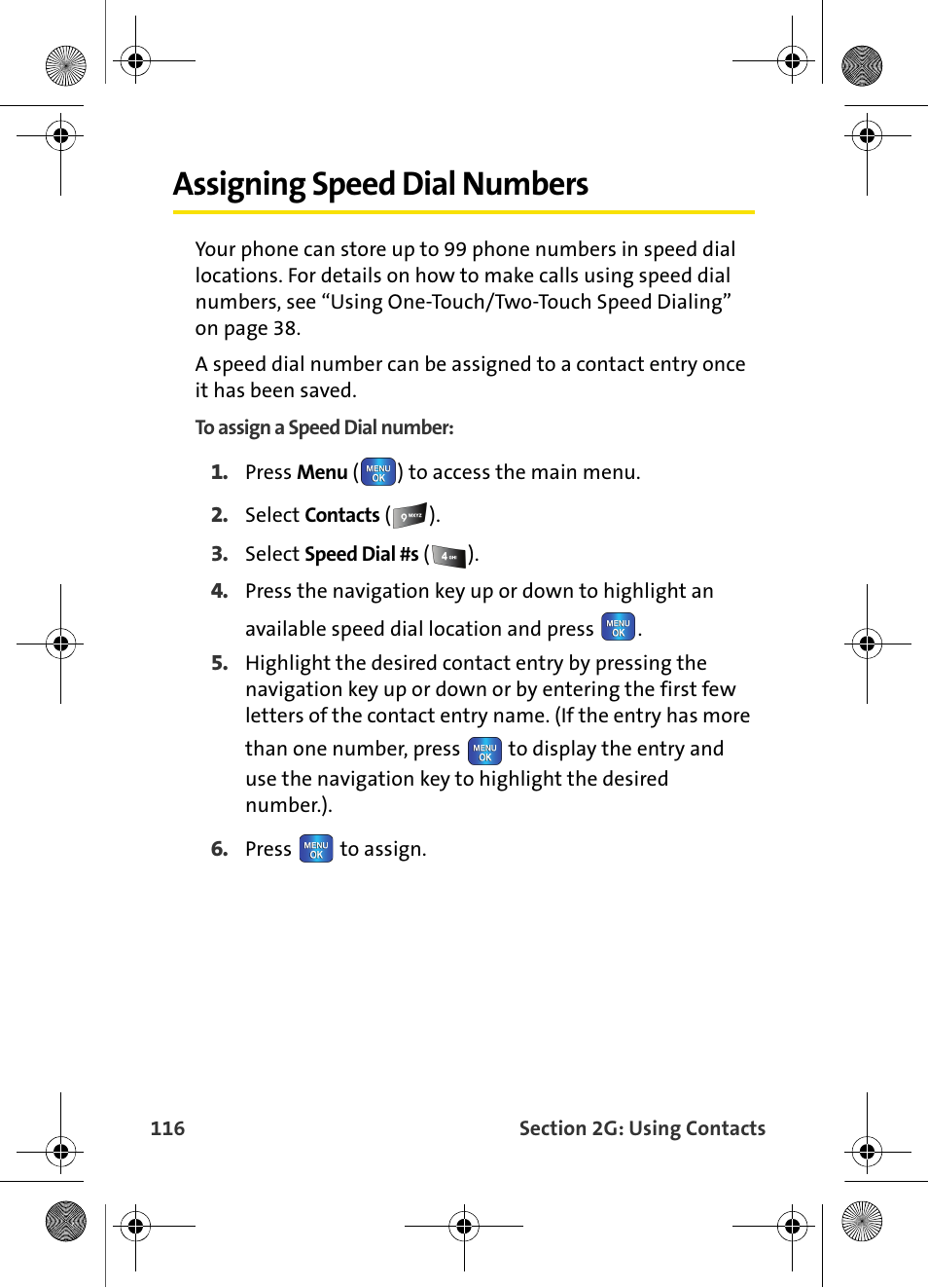 Assigning speed dial numbers | Samsung VI-A820 User Manual | Page 124 / 256