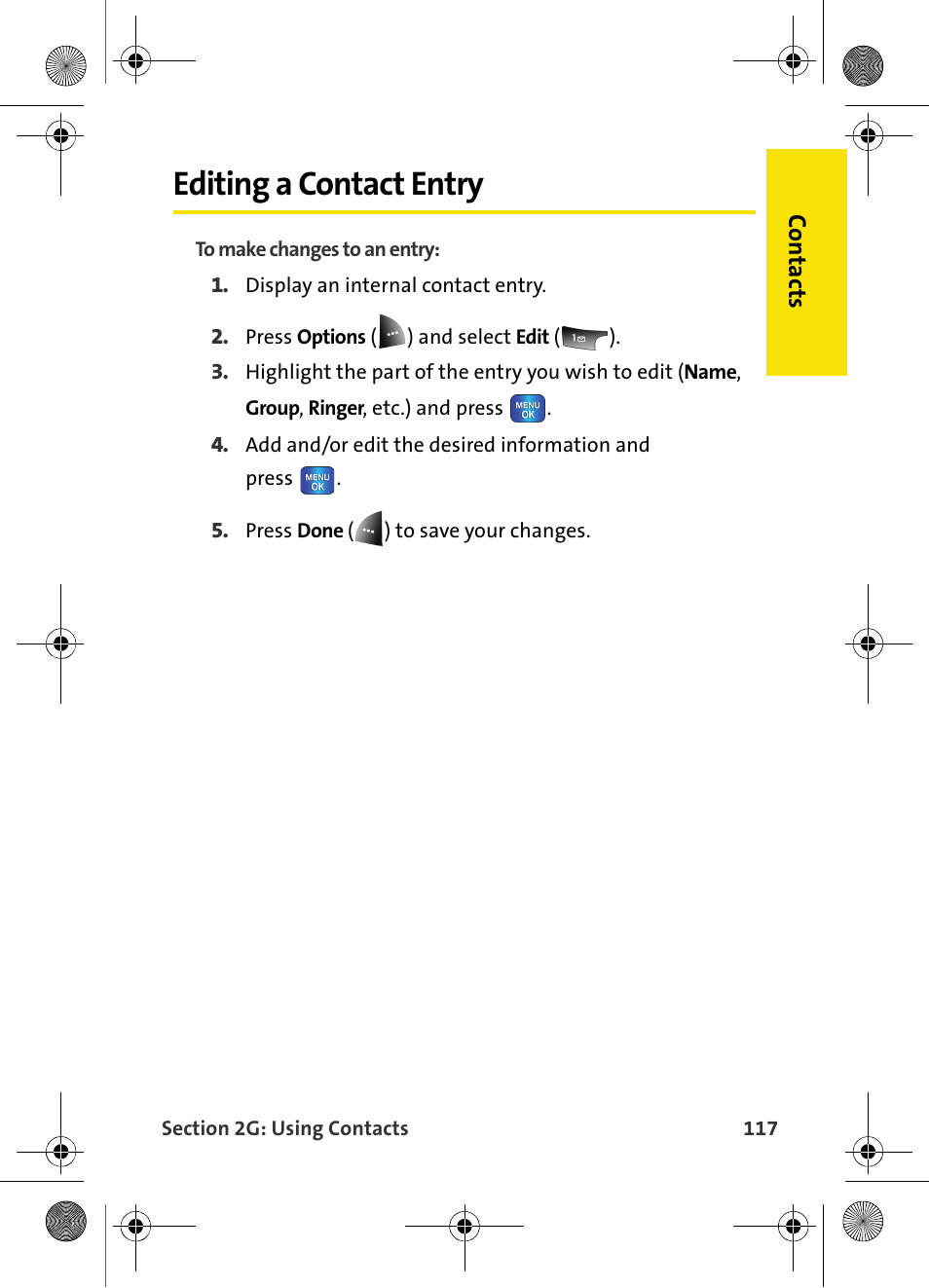 Editing a contact entry | Samsung VI-A820 User Manual | Page 125 / 256