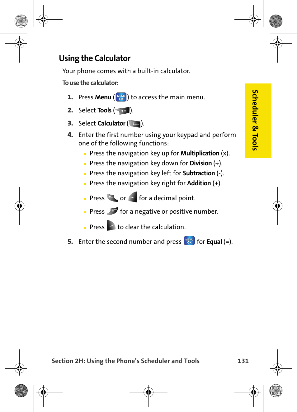 Using the calculator, Scheduler & t ools | Samsung VI-A820 User Manual | Page 139 / 256