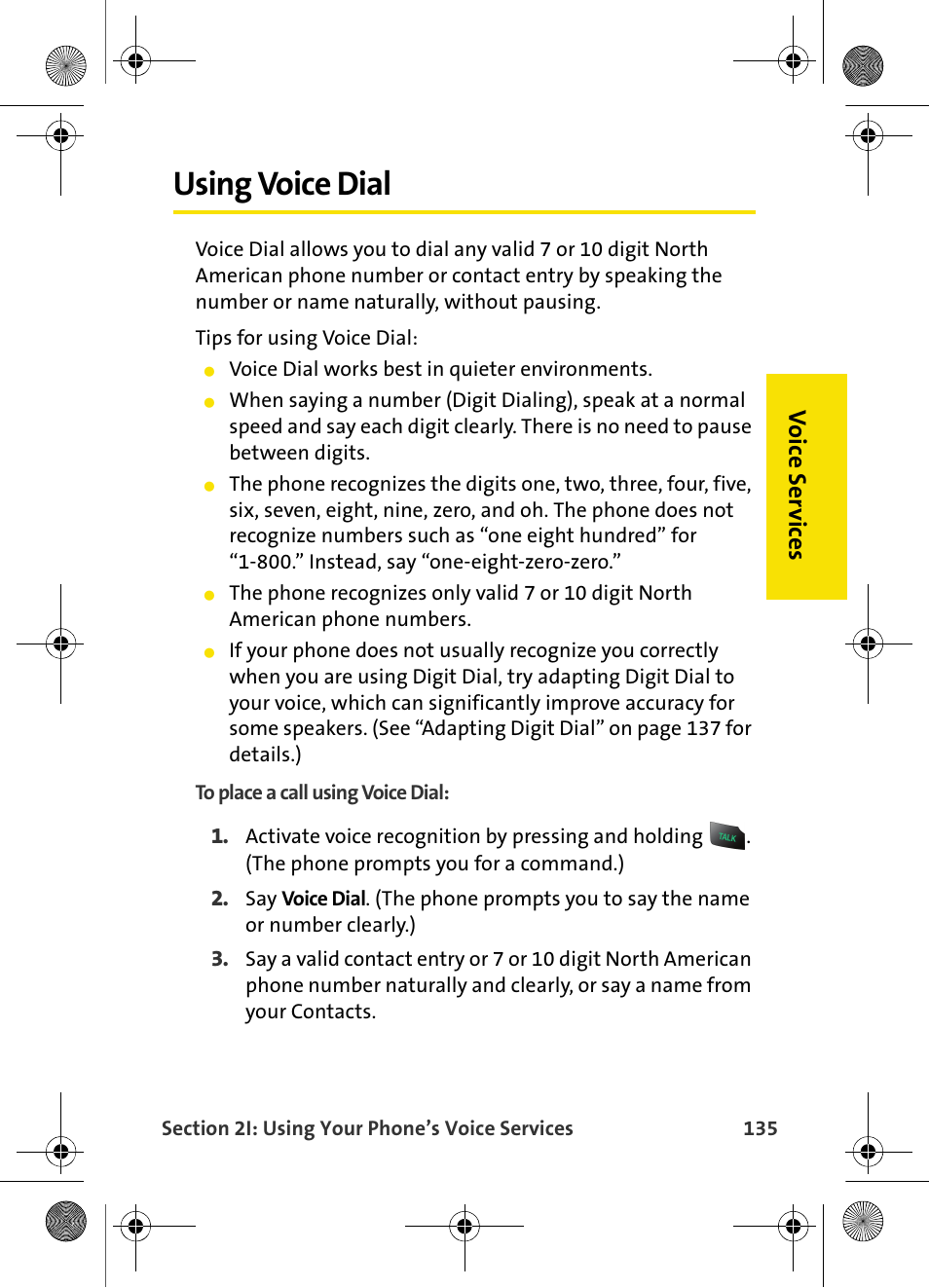Using voice dial, Vo ic e se rv ic es | Samsung VI-A820 User Manual | Page 143 / 256