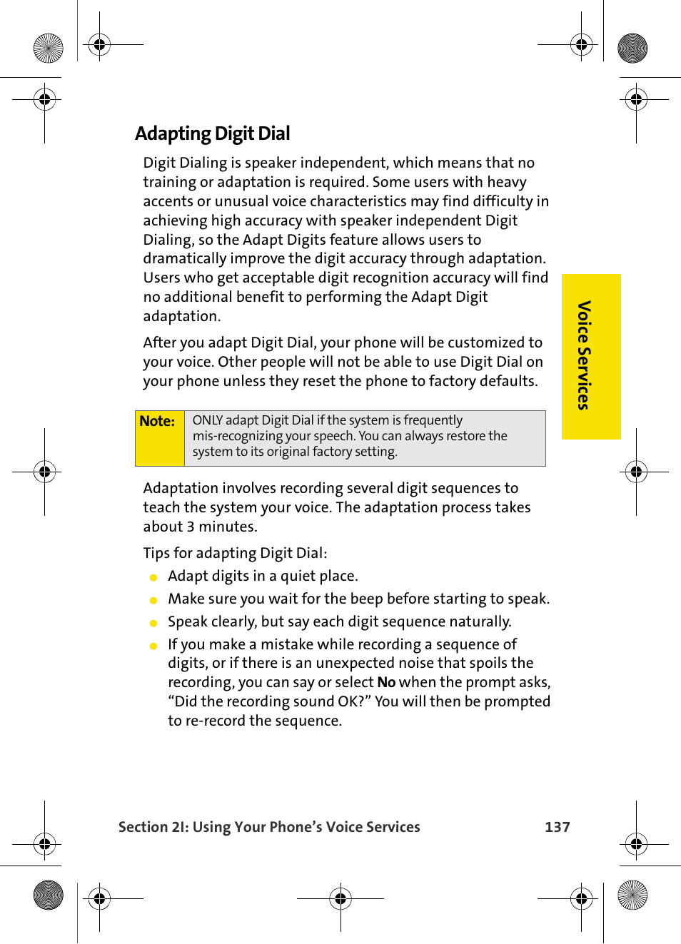 Adapting digit dial, Vo ic e se rv ic es | Samsung VI-A820 User Manual | Page 145 / 256