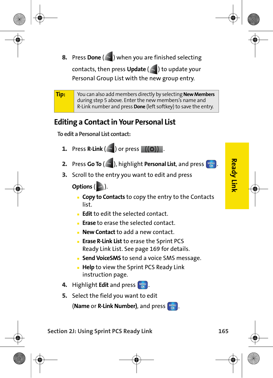 Editing a contact in your personal list | Samsung VI-A820 User Manual | Page 173 / 256