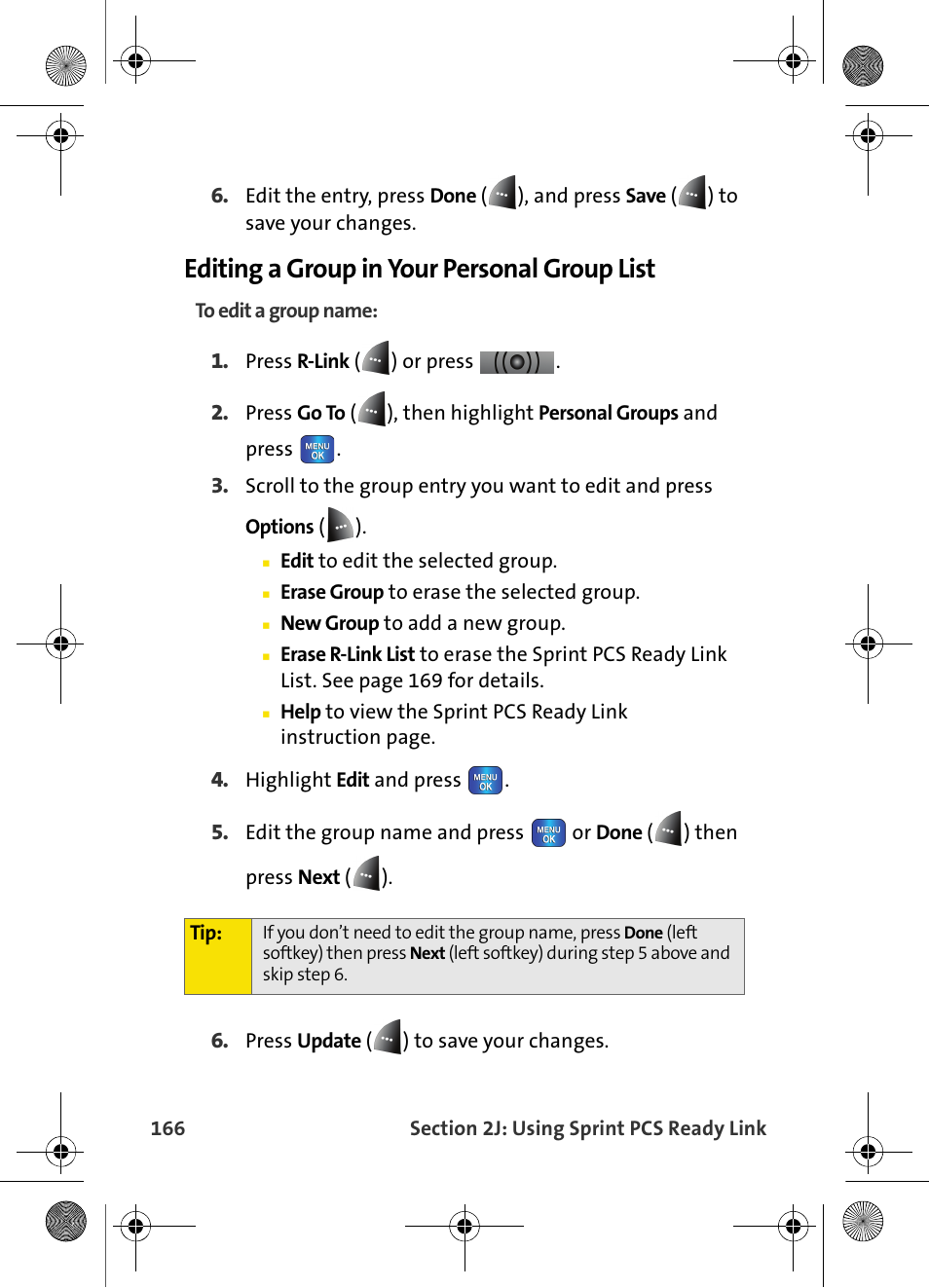 Editing a group in your personal group list | Samsung VI-A820 User Manual | Page 174 / 256