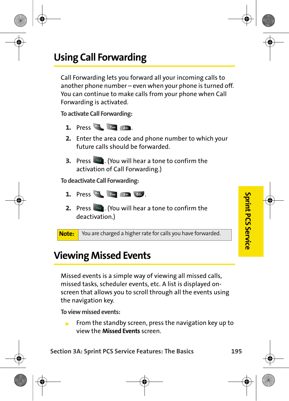 Using call forwarding, Viewing missed events | Samsung VI-A820 User Manual | Page 203 / 256