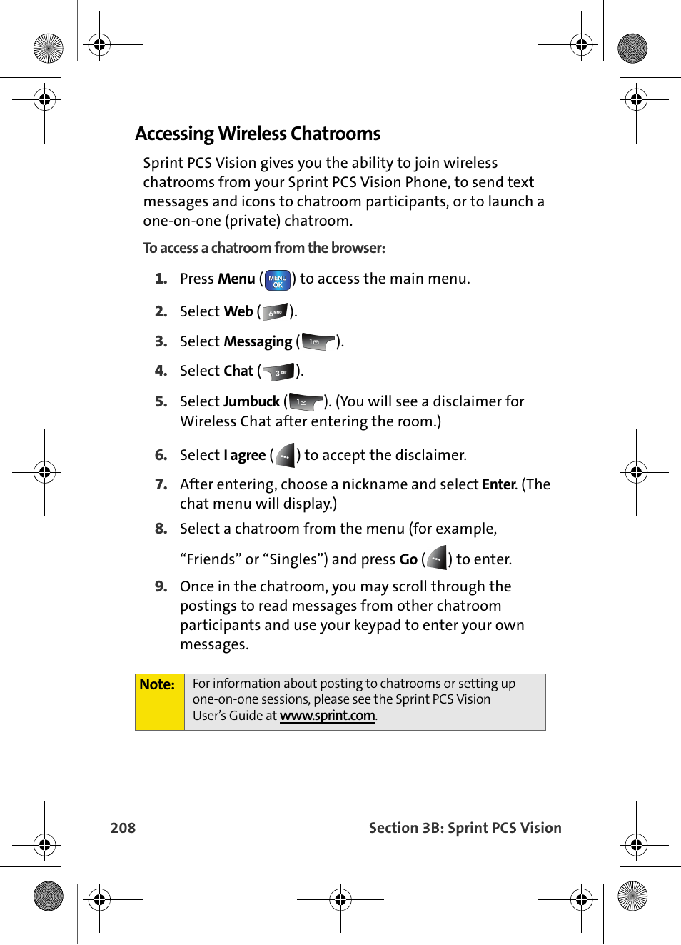 Accessing wireless chatrooms | Samsung VI-A820 User Manual | Page 216 / 256