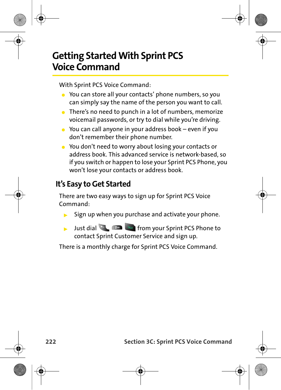 Getting started with sprint pcs voice command, It’s easy to get started, Getting started with sprint pcs | Samsung VI-A820 User Manual | Page 230 / 256