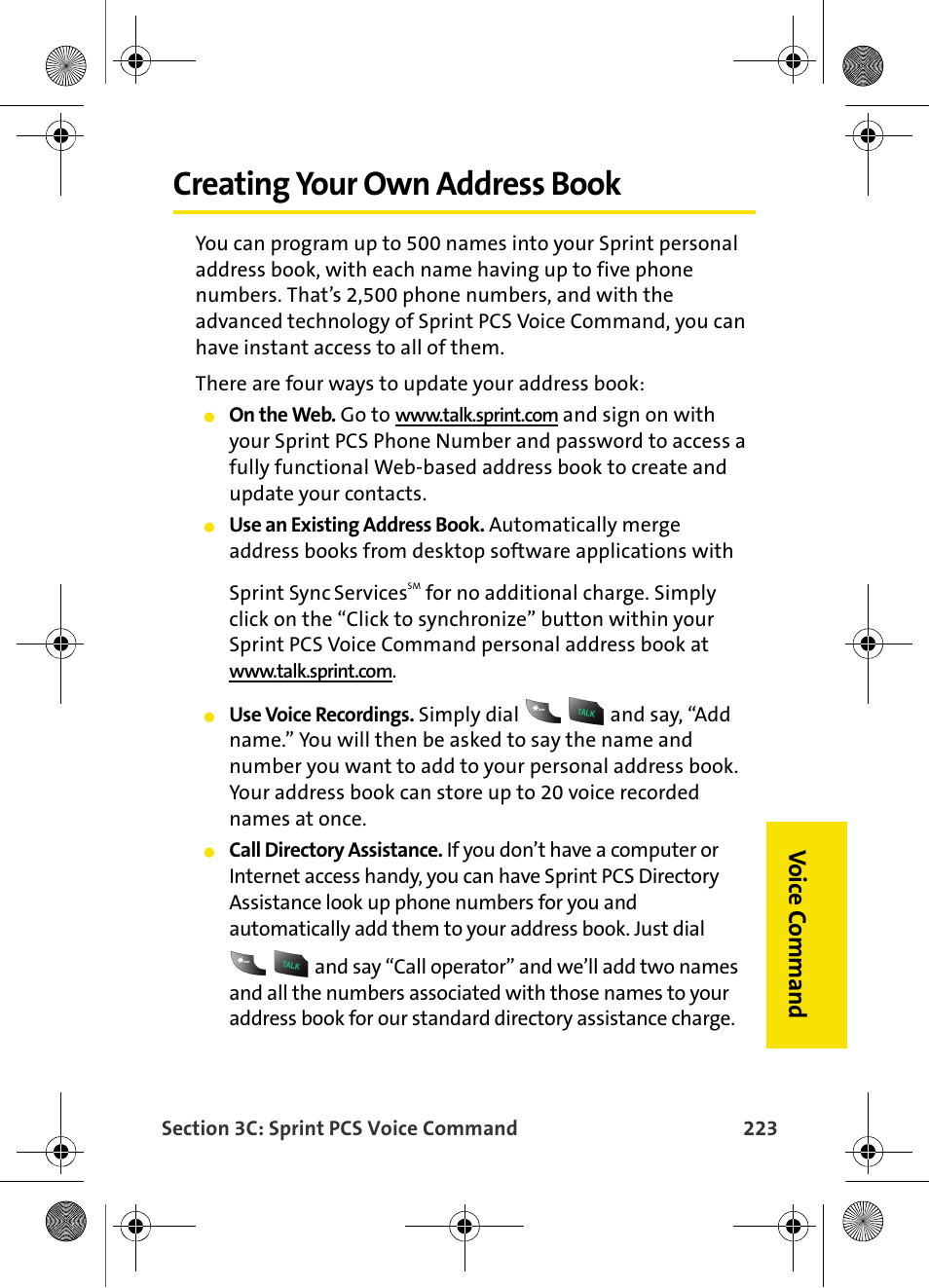 Creating your own address book, Vo ice c o mmand | Samsung VI-A820 User Manual | Page 231 / 256