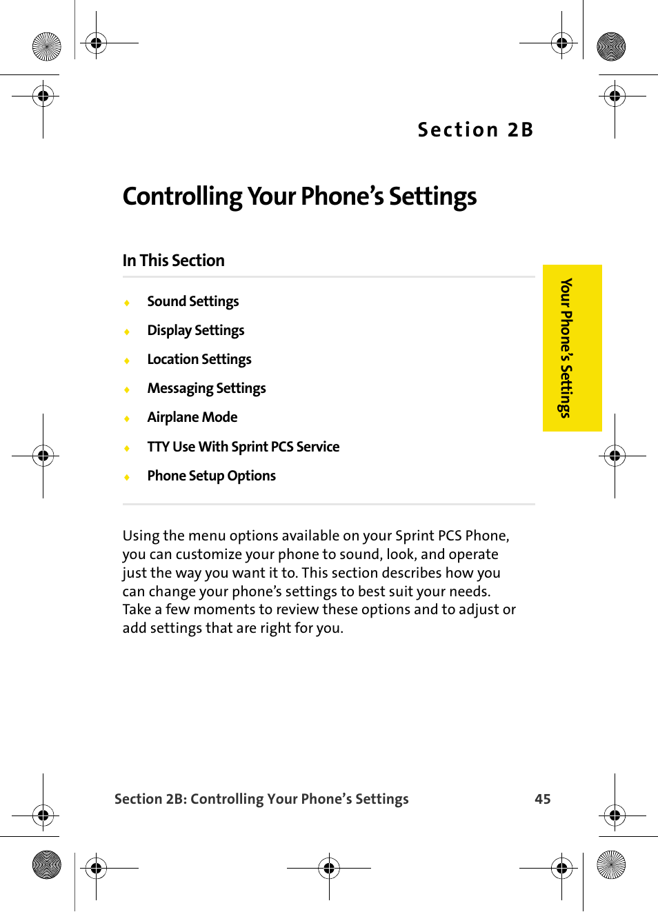 Controlling your phone’s settings, 2b. controlling your phone’s settings | Samsung VI-A820 User Manual | Page 53 / 256