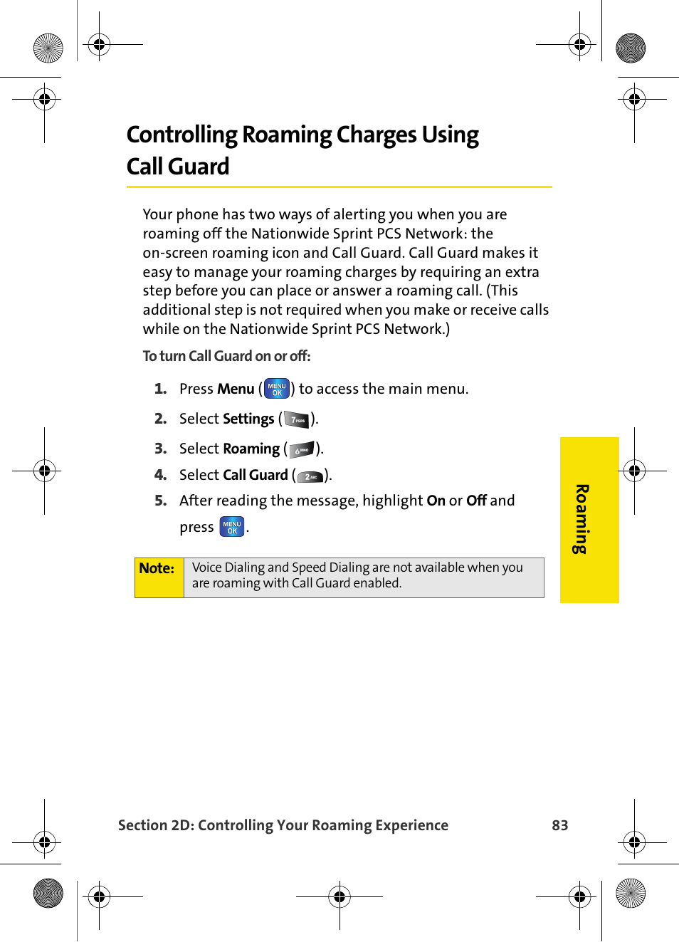 Controlling roaming charges using call guard | Samsung VI-A820 User Manual | Page 91 / 256