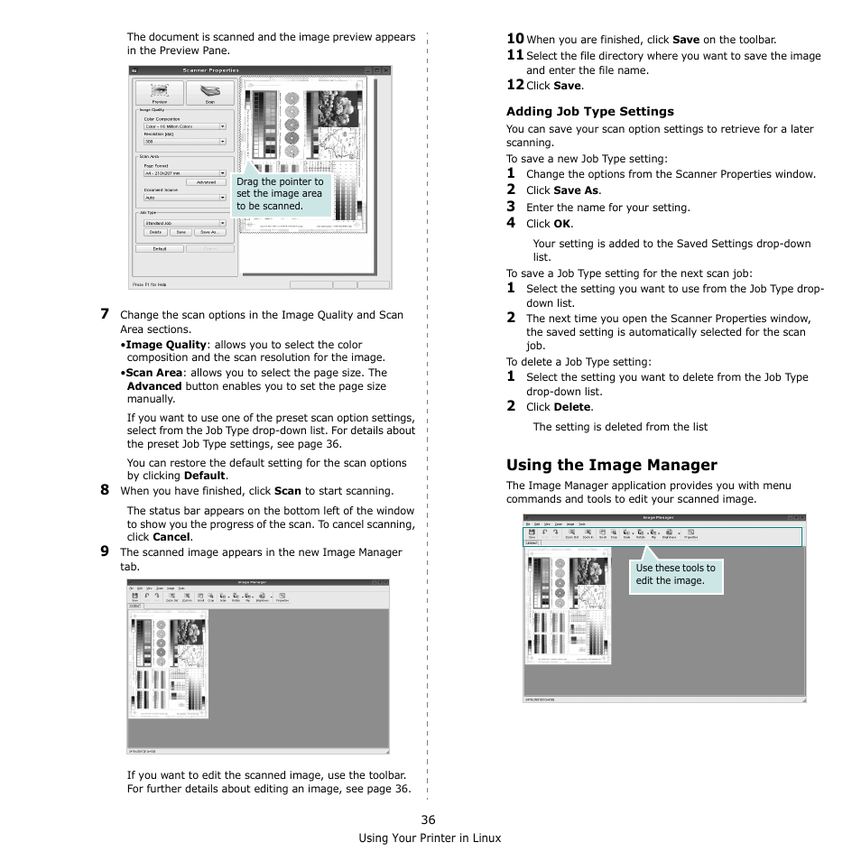 Using the image manager | Samsung CLX-216x User Manual | Page 108 / 117