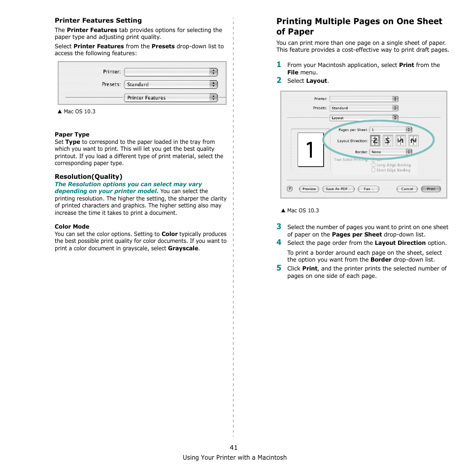 Printing multiple pages on one sheet of paper | Samsung CLX-216x User Manual | Page 113 / 117