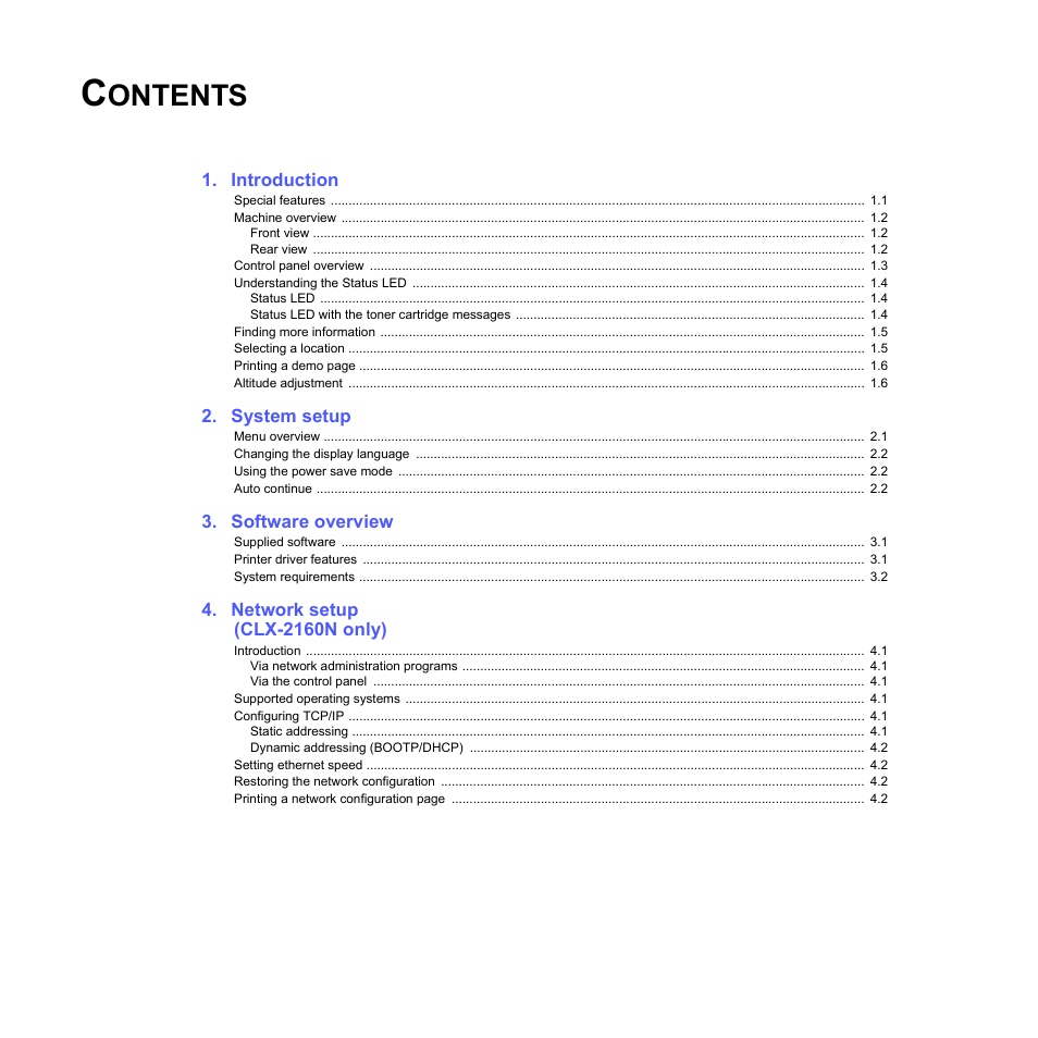 Samsung CLX-216x User Manual | Page 4 / 117