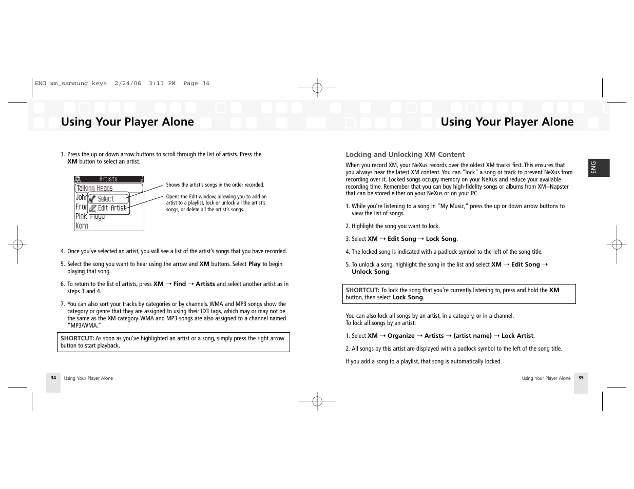 Using your player alone | Samsung NeXus 25 User Manual | Page 18 / 40