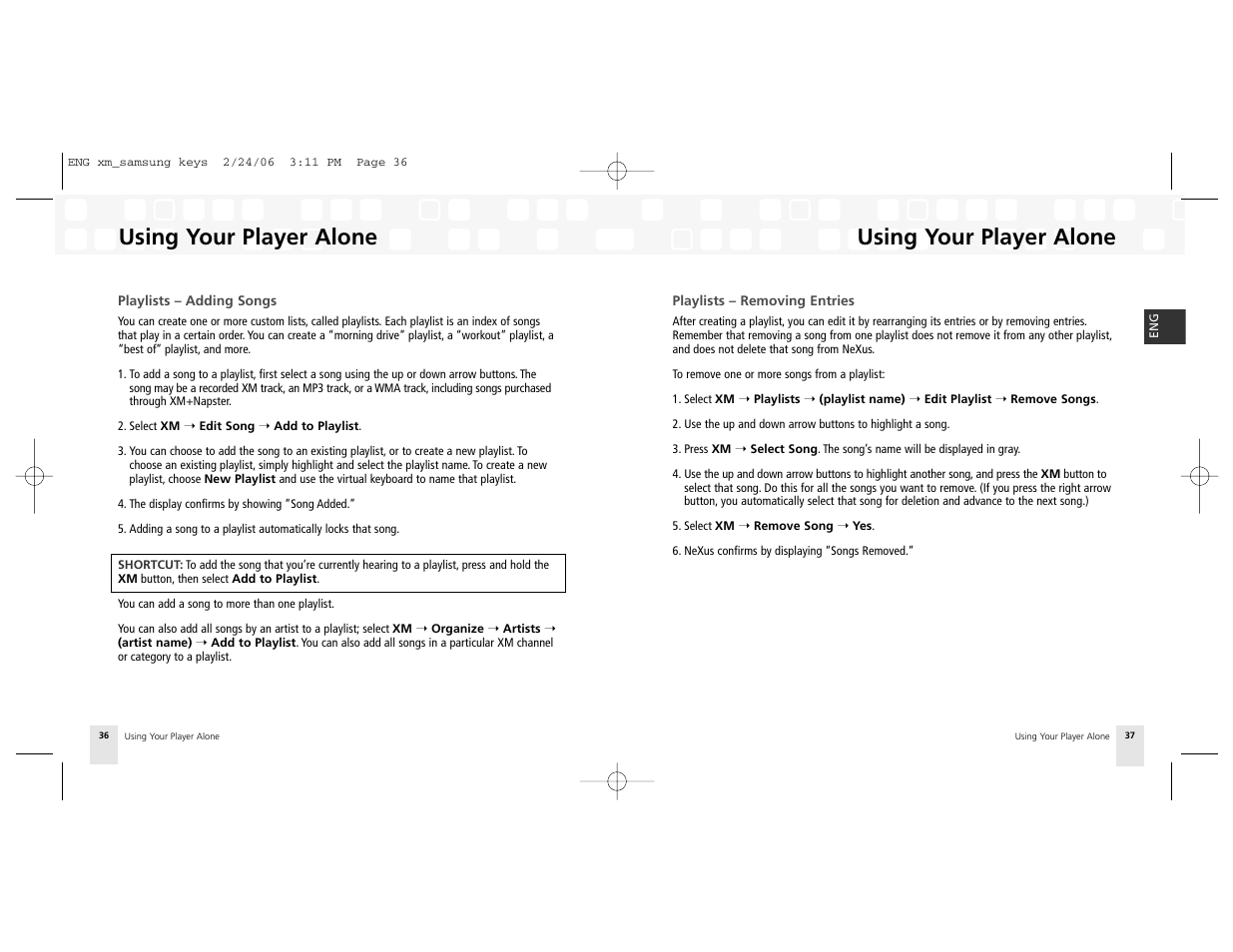 Using your player alone | Samsung NeXus 25 User Manual | Page 19 / 40