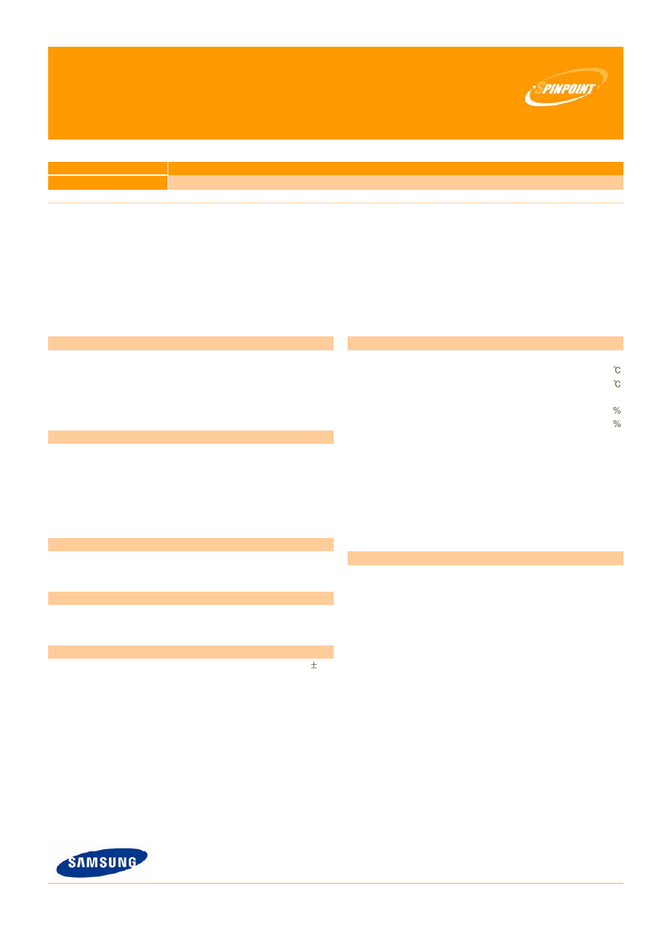 Samsung SPINPOINT HS120JR User Manual | 1 page