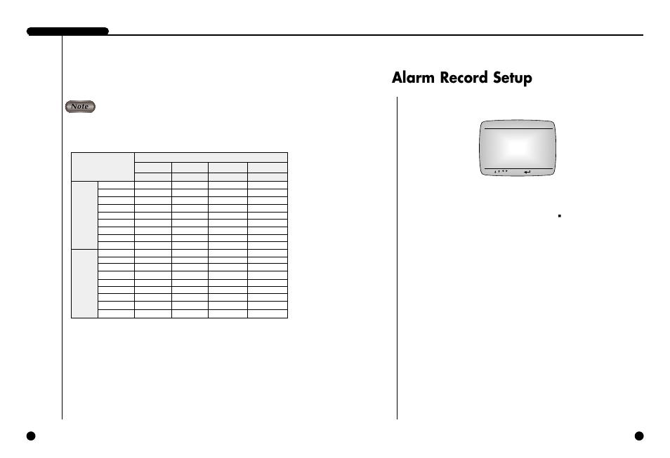 Alarm record setup | Samsung SCR-3000P User Manual | Page 24 / 52