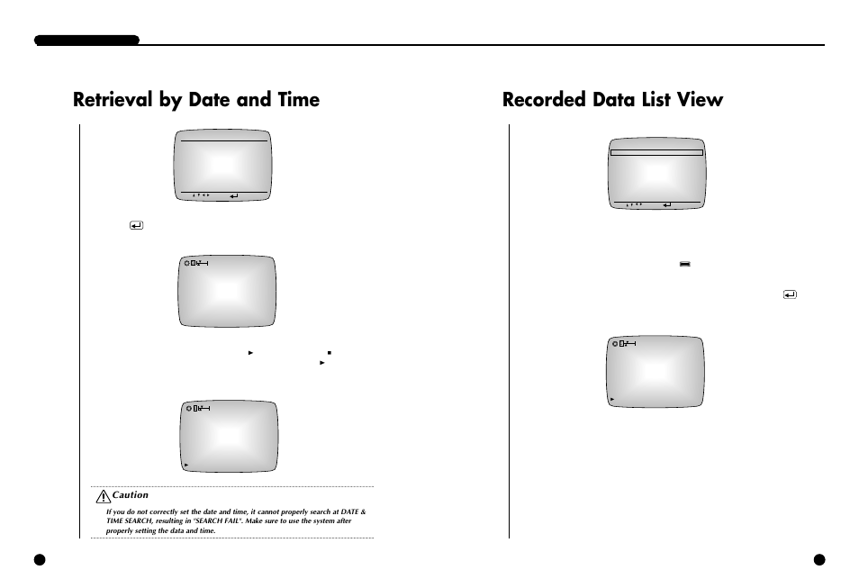 Retrieval by date and time, Recorded data list view | Samsung SCR-3000P User Manual | Page 41 / 52