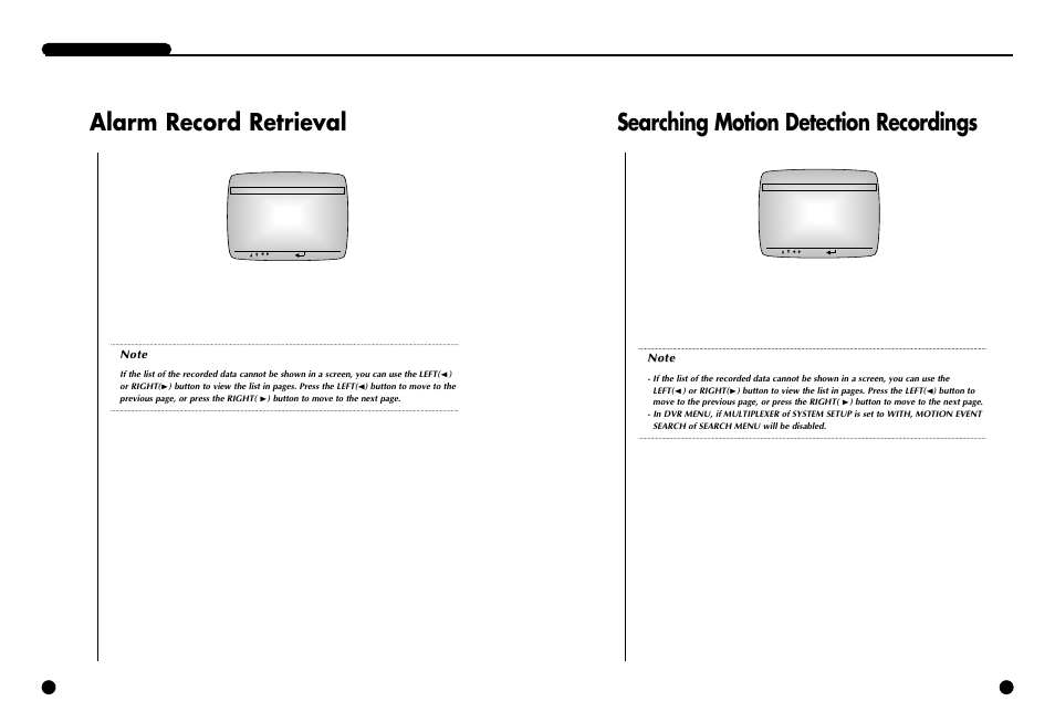 Alarm record retrieval, Searching motion detection recordings | Samsung SCR-3000P User Manual | Page 42 / 52
