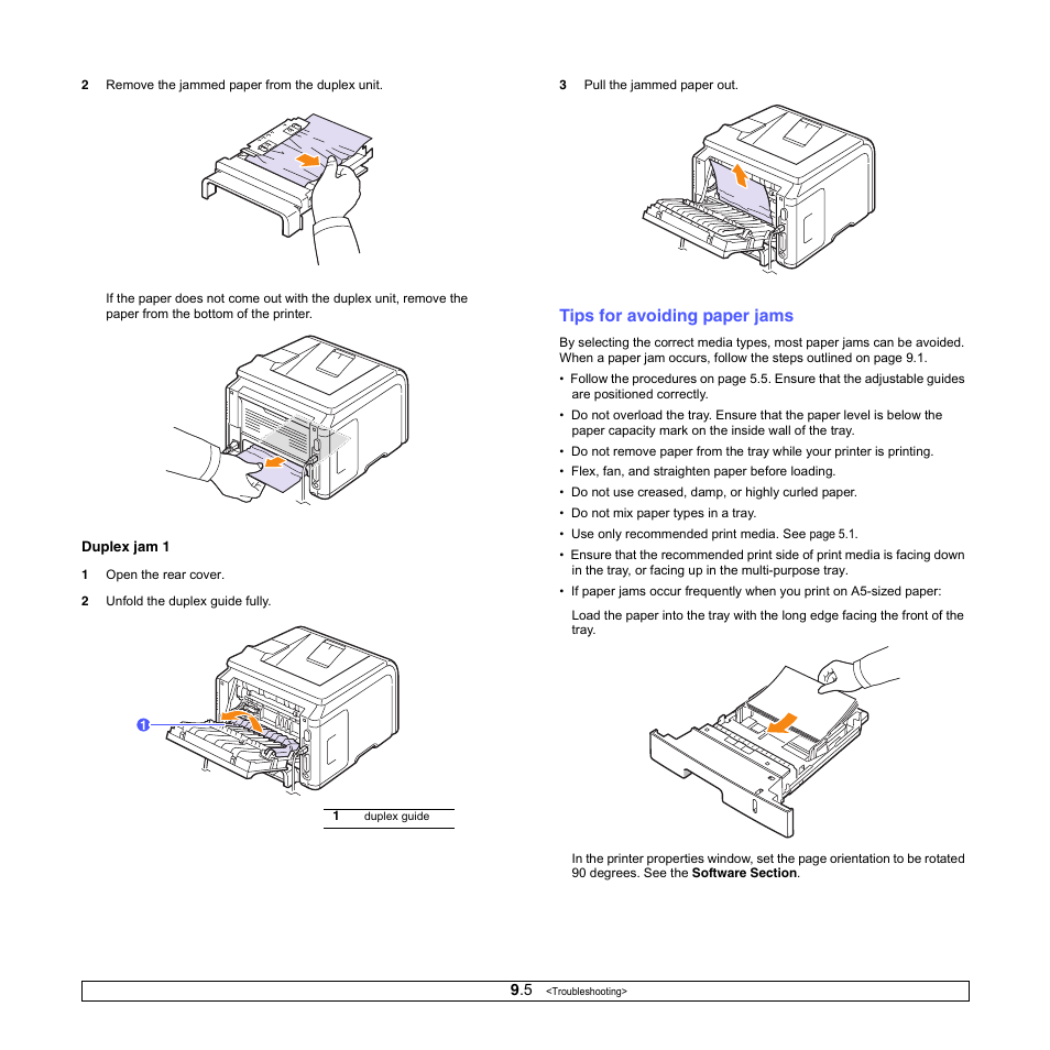 Tips for avoiding paper jams | Samsung ML-3050 User Manual | Page 45 / 101