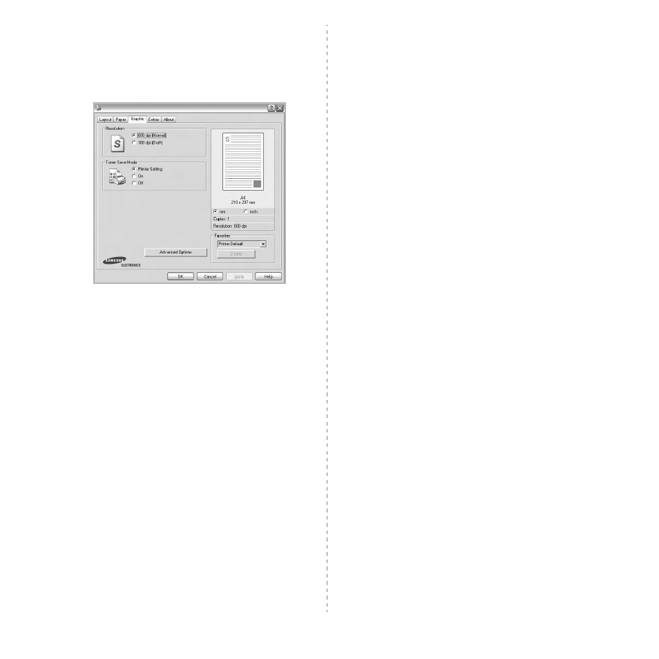 Graphics tab | Samsung ML-3050 User Manual | Page 77 / 101