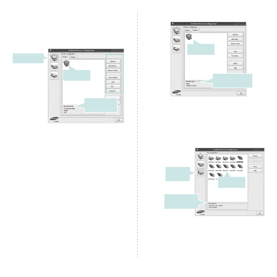 Printers configuration, Ports configuration | Samsung ML-3050 User Manual | Page 91 / 101