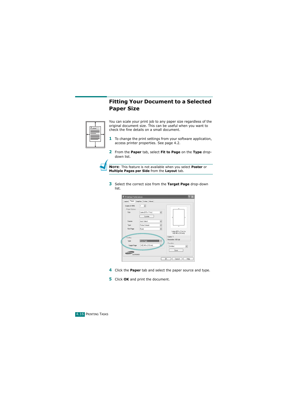 Fitting your document to a selected paper size | Samsung SCX-4720FN User Manual | Page 103 / 302