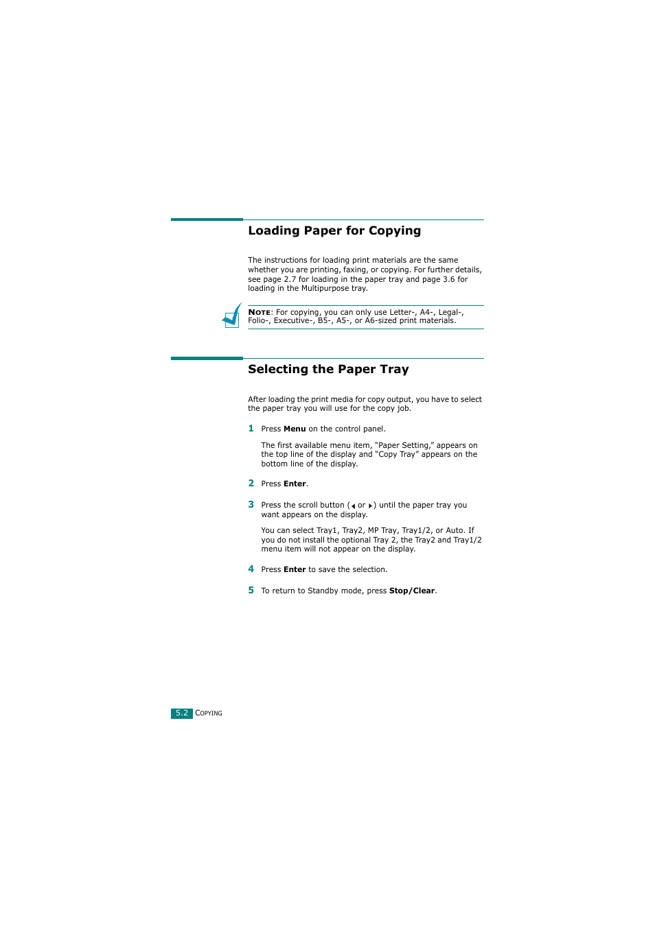 Loading paper for copying, Selecting the paper tray, Loading paper for copying selecting the paper tray | Samsung SCX-4720FN User Manual | Page 113 / 302