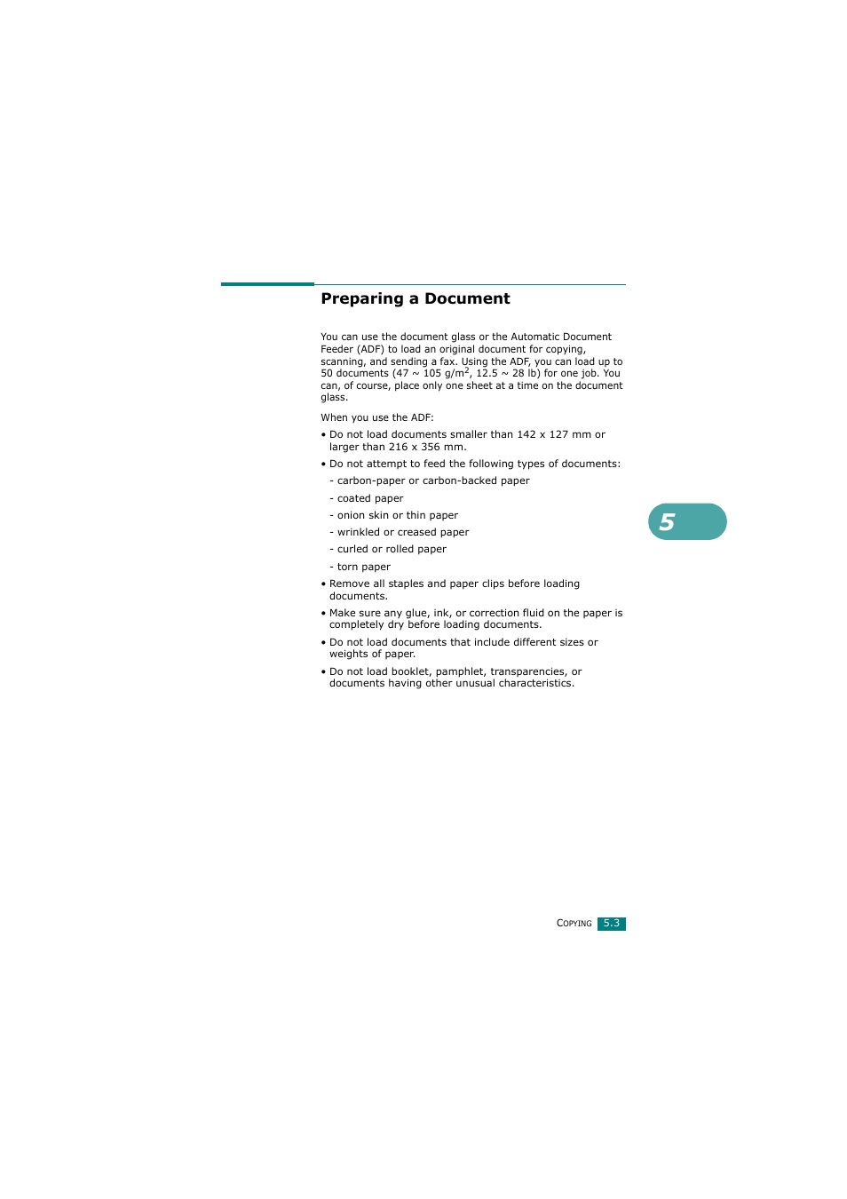 Preparing a document | Samsung SCX-4720FN User Manual | Page 114 / 302