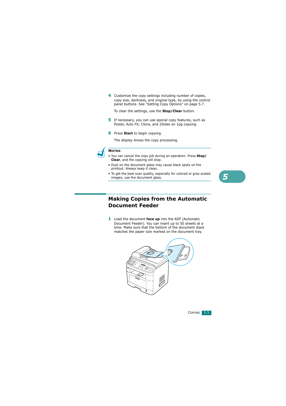 Making copies from the automatic document feeder, Making copies from the automatic document, Feeder | Samsung SCX-4720FN User Manual | Page 116 / 302