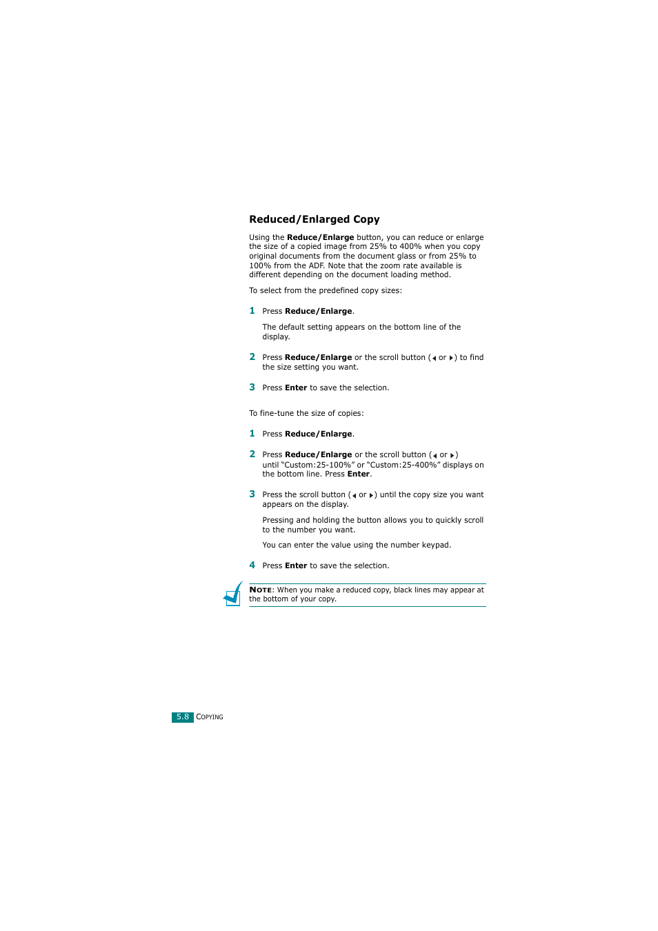 Reduced/enlarged copy | Samsung SCX-4720FN User Manual | Page 119 / 302