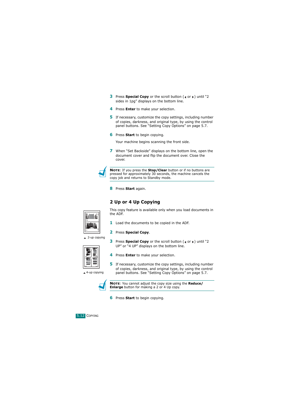 2 up or 4 up copying | Samsung SCX-4720FN User Manual | Page 123 / 302