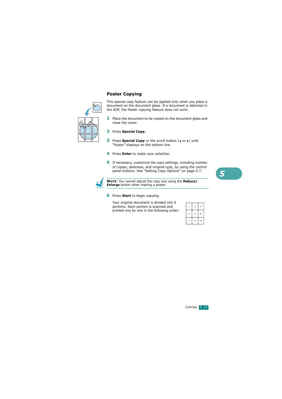 Poster copying | Samsung SCX-4720FN User Manual | Page 124 / 302