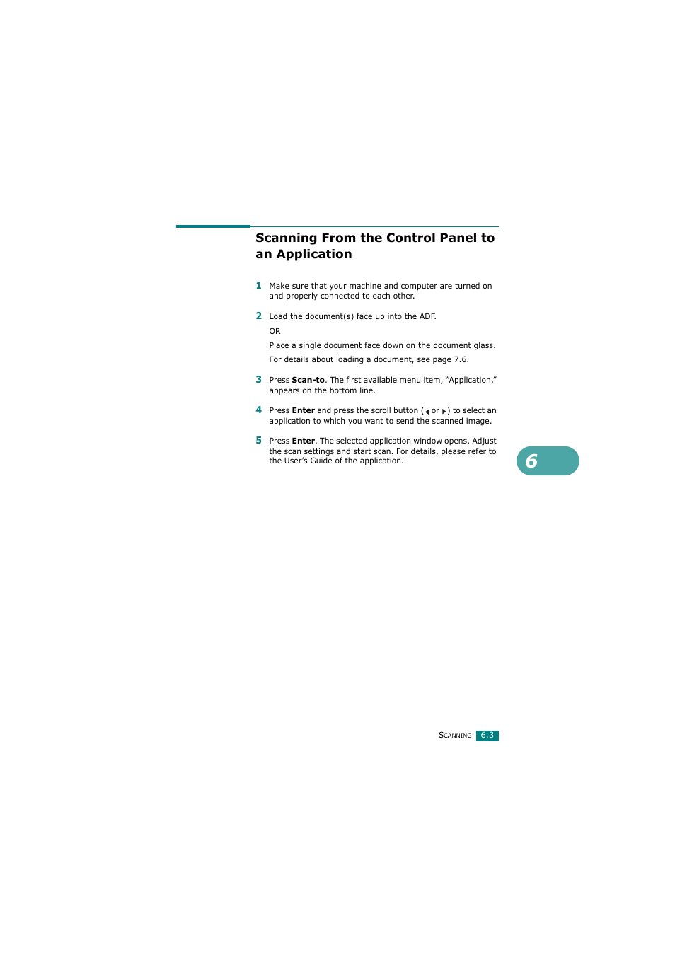 Scanning from the control panel to an application | Samsung SCX-4720FN User Manual | Page 130 / 302