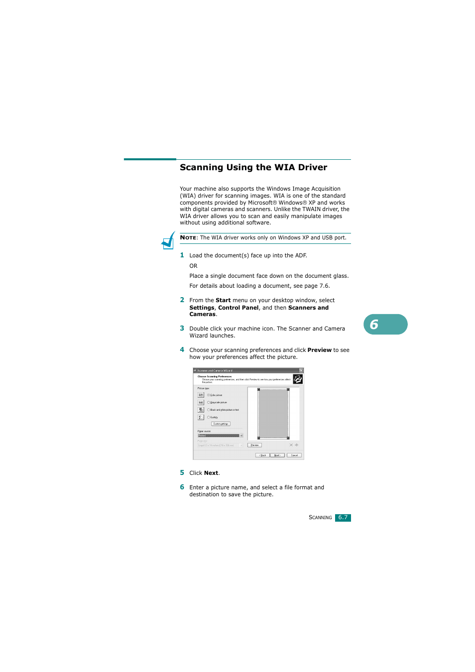 Scanning using the wia driver | Samsung SCX-4720FN User Manual | Page 134 / 302