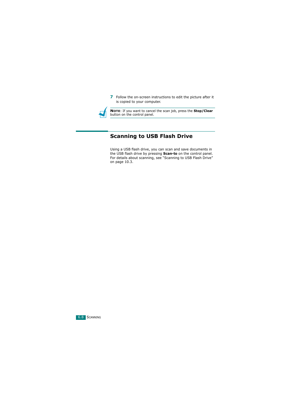 Scanning to usb flash drive | Samsung SCX-4720FN User Manual | Page 135 / 302