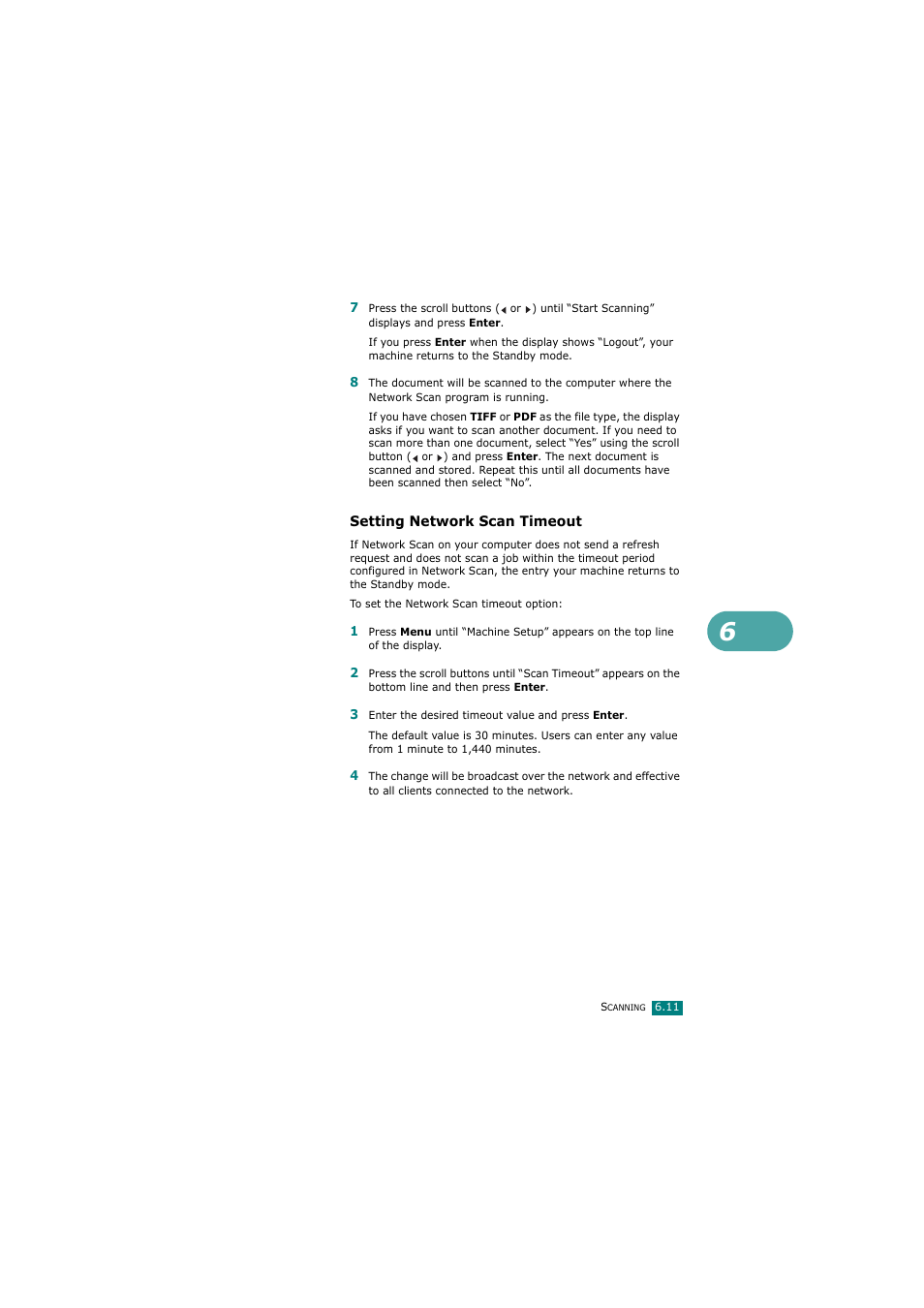 Setting network scan timeout | Samsung SCX-4720FN User Manual | Page 138 / 302