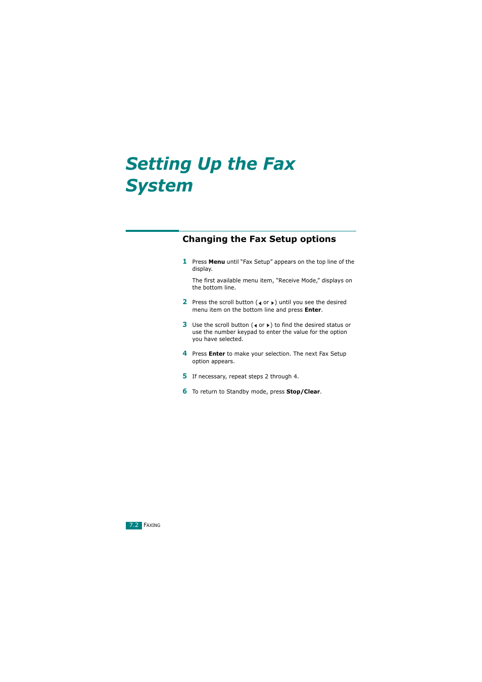 Changing the fax setup options, Setting up the fax system | Samsung SCX-4720FN User Manual | Page 147 / 302